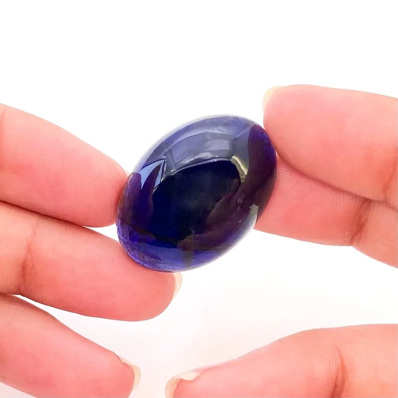 41 Carat Iolite 28x20mm Smooth Oval Shape A Grade Loose Cabochon - Total 1 Pc.