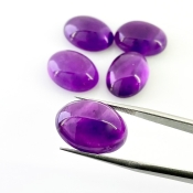 65.75 Cts. African Amethyst 18x13mm Smooth Oval Shape A Grade Cabochons Parcel - Total 5 Pcs.