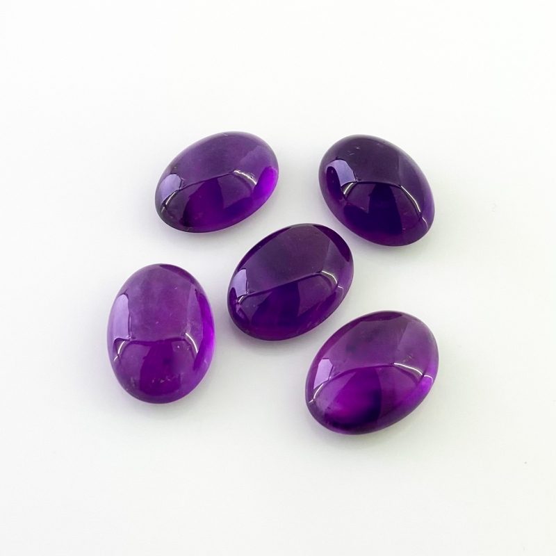 65.75 Cts. African Amethyst 18x13mm Smooth Oval Shape A Grade Cabochons Parcel - Total 5 Pcs.