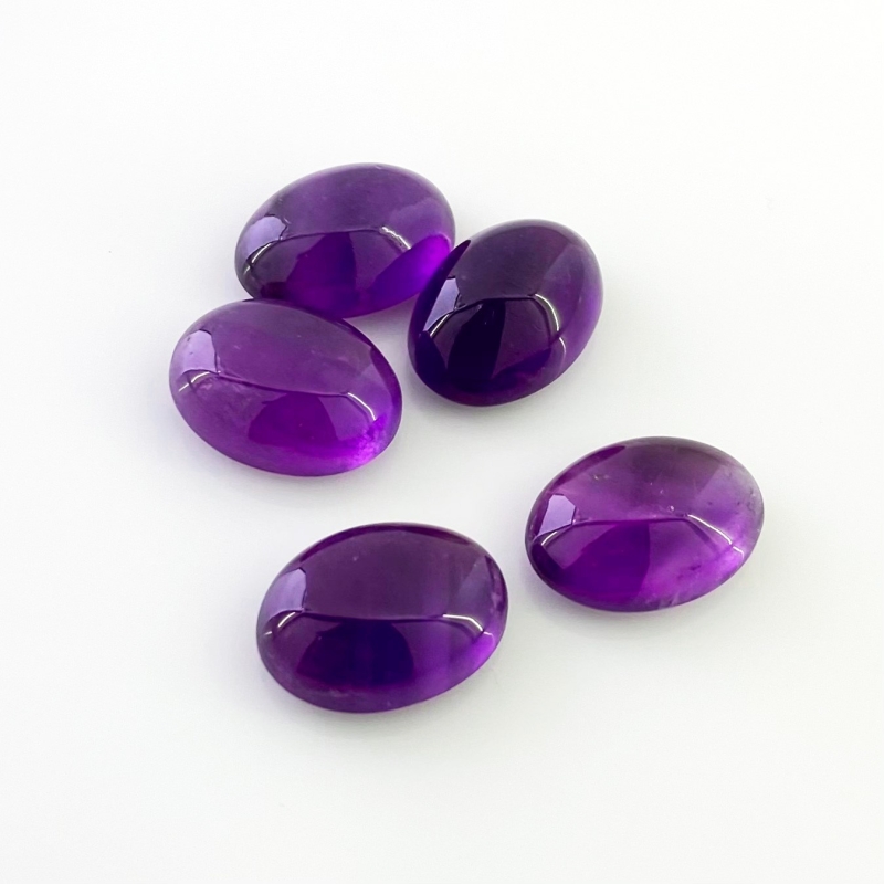 65.75 Cts. African Amethyst 18x13mm Smooth Oval Shape A Grade Cabochons Parcel - Total 5 Pcs.