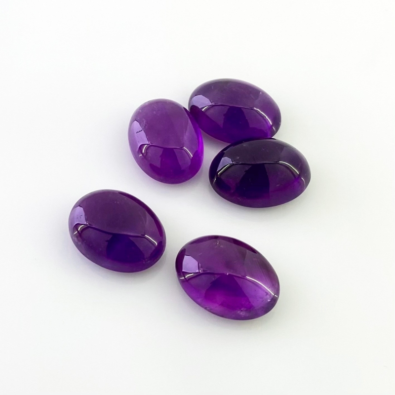 65.75 Cts. African Amethyst 18x13mm Smooth Oval Shape A Grade Cabochons Parcel - Total 5 Pcs.