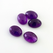 65.75 Cts. African Amethyst 18x13mm Smooth Oval Shape A Grade Cabochons Parcel - Total 5 Pcs.