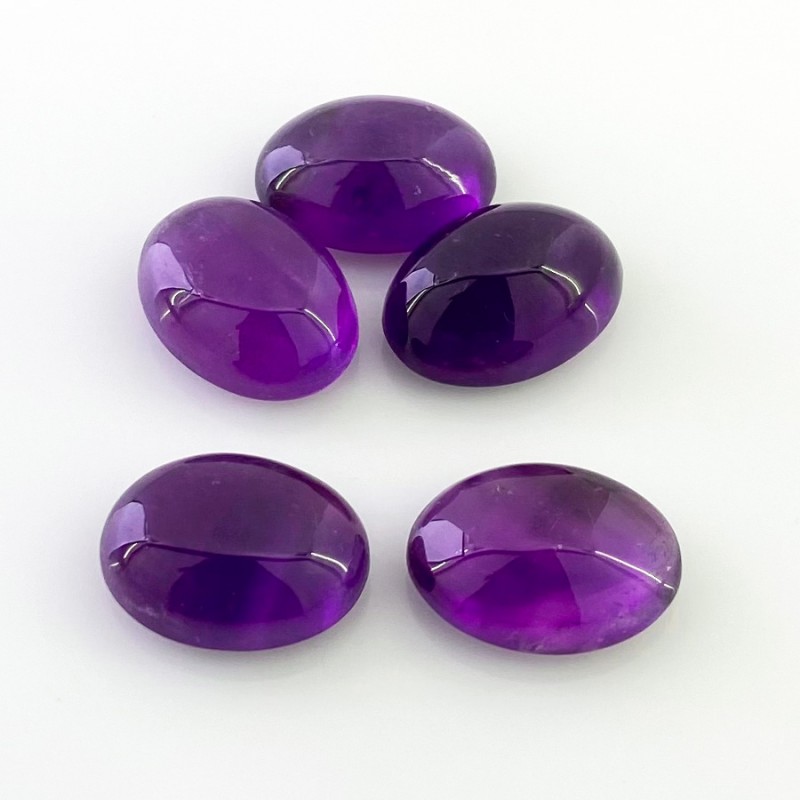 African Amethyst Smooth Oval Shape A Grade Cabochon Parcel - 18x13mm - 5 Pc. - 65.75 Cts.