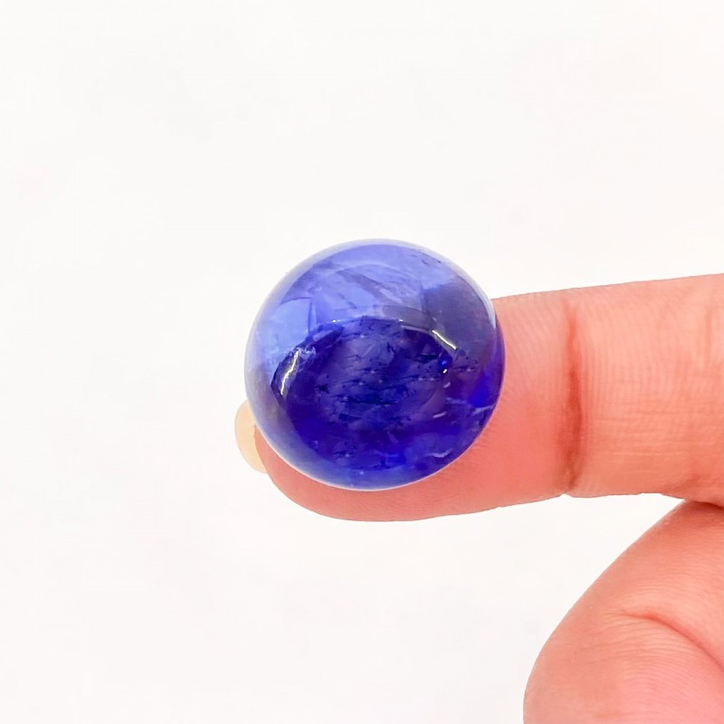 18 Carat Iolite 18mm Smooth Round Shape A Grade Loose Cabochon - Total 1 Pc.