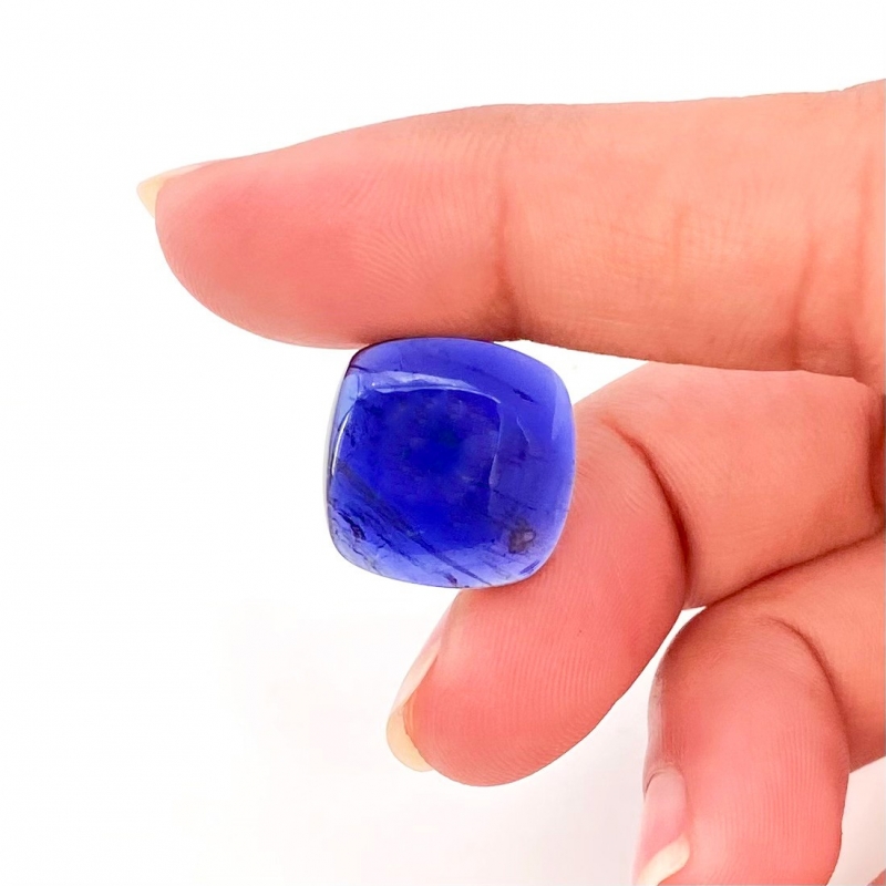 10.95 Carat Iolite 15mm Smooth Square Cushion Shape A Grade Loose Cabochon - Total 1 Pc.