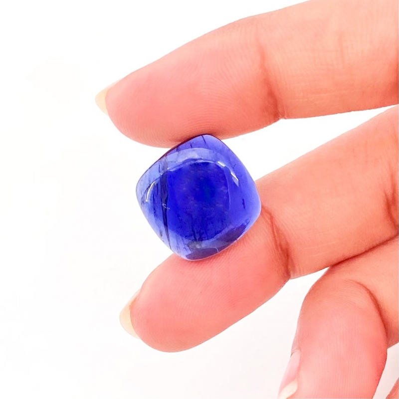 10.95 Carat Iolite 15mm Smooth Square Cushion Shape A Grade Loose Cabochon - Total 1 Pc.
