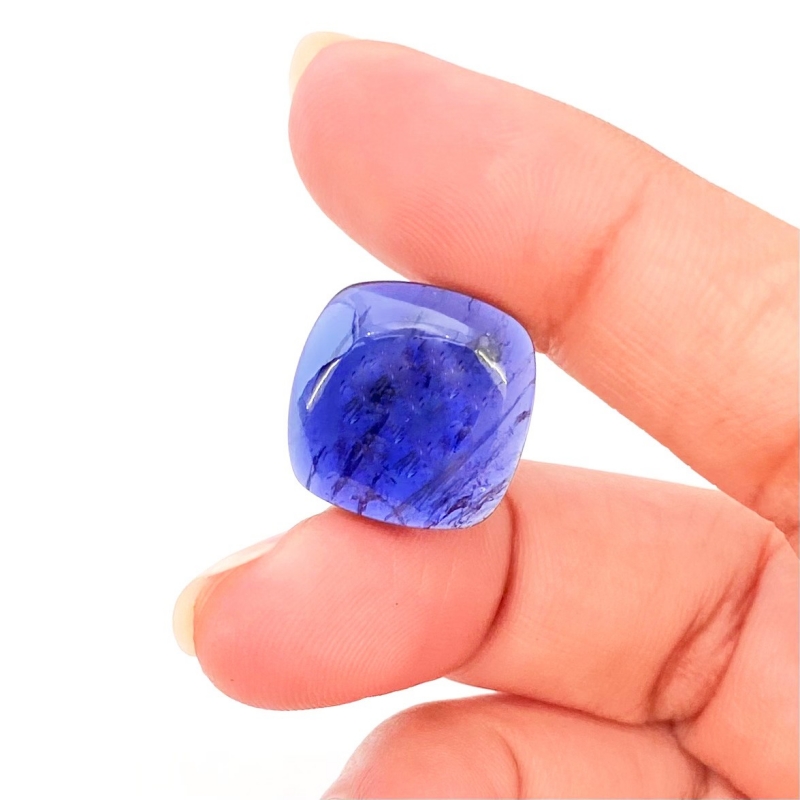 10.95 Carat Iolite 15mm Smooth Square Cushion Shape A Grade Loose Cabochon - Total 1 Pc.