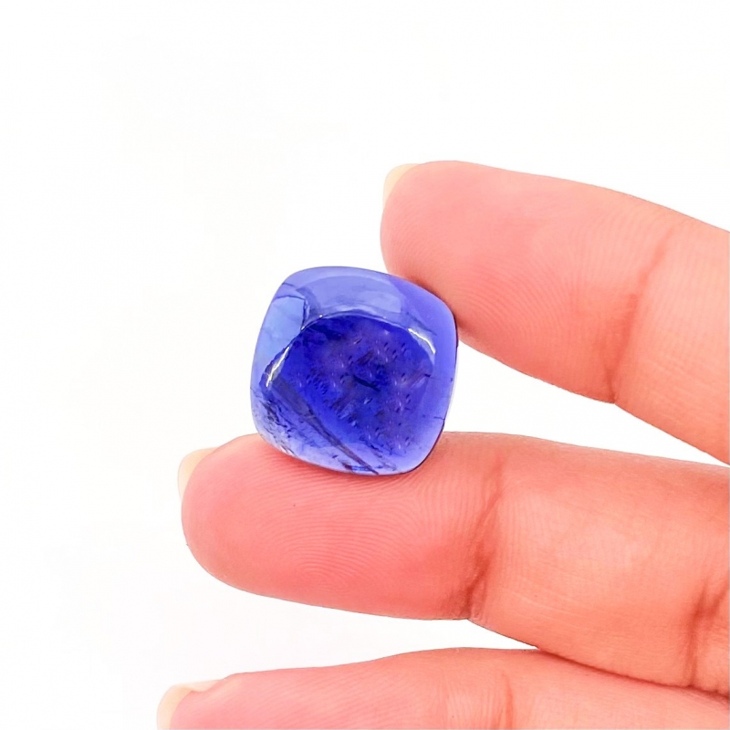 10.95 Carat Iolite 15mm Smooth Square Cushion Shape A Grade Loose Cabochon - Total 1 Pc.