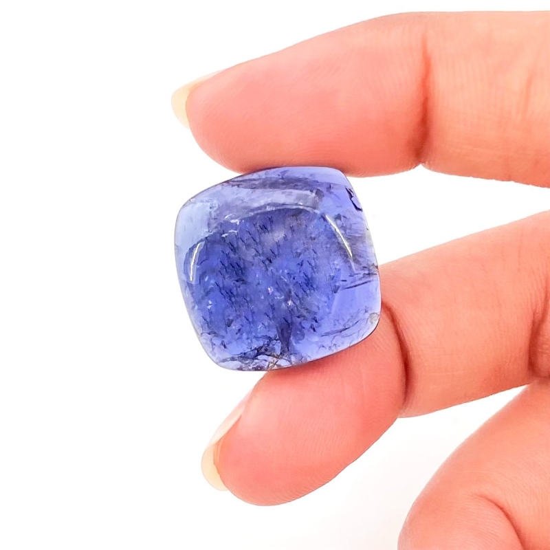 23 Carat Iolite 19mm Smooth Square Cushion Shape A Grade Loose Cabochon - Total 1 Pc.