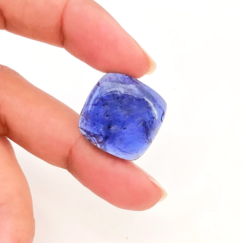 23 Carat Iolite 19mm Smooth Square Cushion Shape A Grade Loose Cabochon - Total 1 Pc.