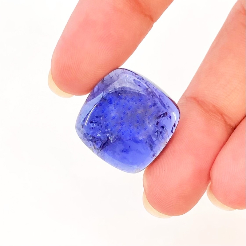 23 Carat Iolite 19mm Smooth Square Cushion Shape A Grade Loose Cabochon - Total 1 Pc.