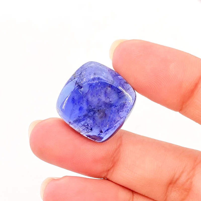 23 Carat Iolite 19mm Smooth Square Cushion Shape A Grade Loose Cabochon - Total 1 Pc.