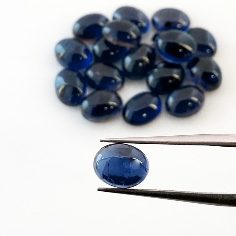 24.65 Carat Iolite 8x6mm Smooth Oval Shape A Grade Cabochons Parcel - Total 18 Pcs.