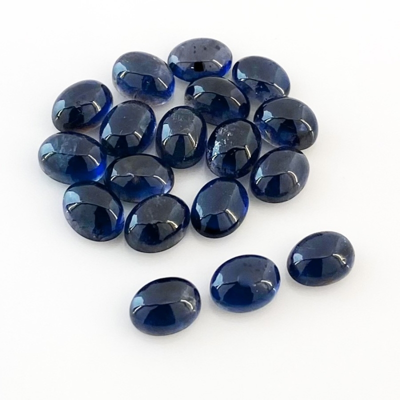 24.65 Carat Iolite 8x6mm Smooth Oval Shape A Grade Cabochons Parcel - Total 18 Pcs.