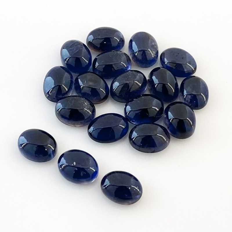 24.65 Carat Iolite 8x6mm Smooth Oval Shape A Grade Cabochons Parcel - Total 18 Pcs.