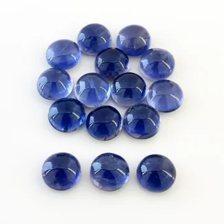 41.30 Carat Iolite 9mm Smooth Round Shape A Grade Cabochons Parcel - Total 15 Pcs.