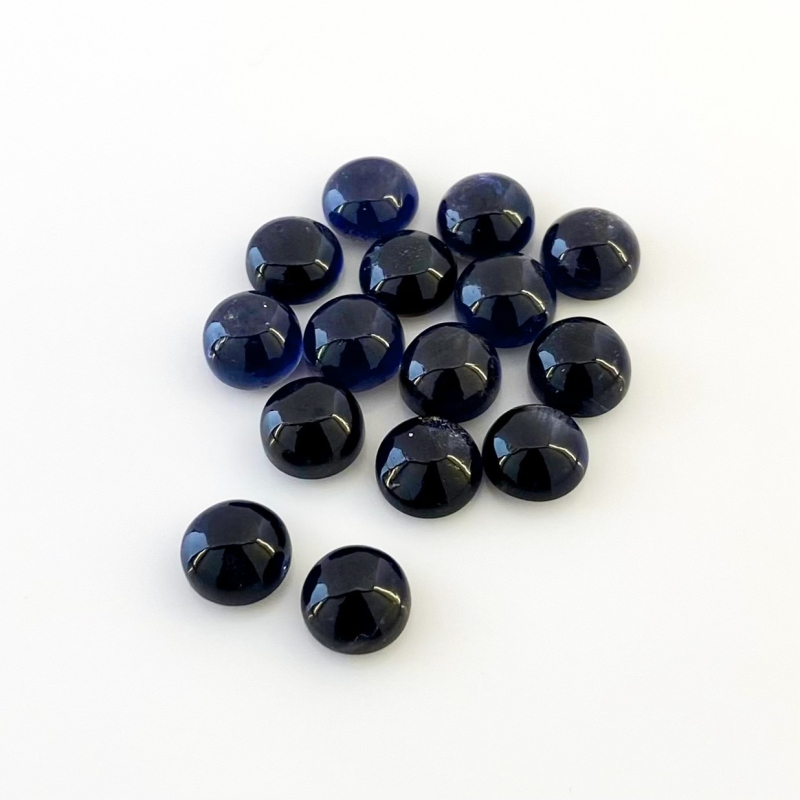 31.65 Carat Iolite 8mm Smooth Round Shape A Grade Cabochons Parcel - Total 15 Pcs.