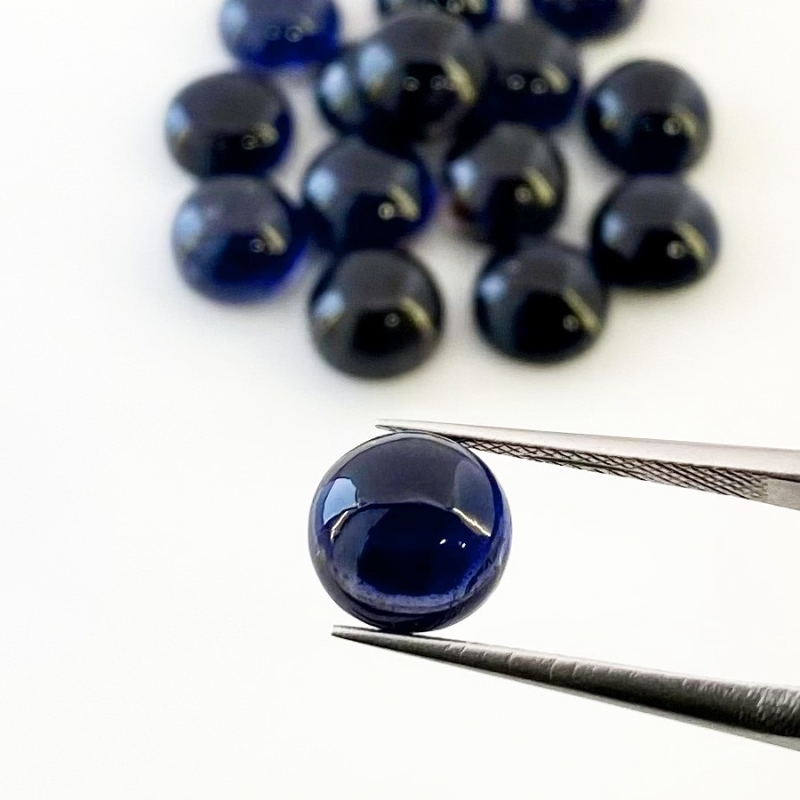31.65 Carat Iolite 8mm Smooth Round Shape A Grade Cabochons Parcel - Total 15 Pcs.