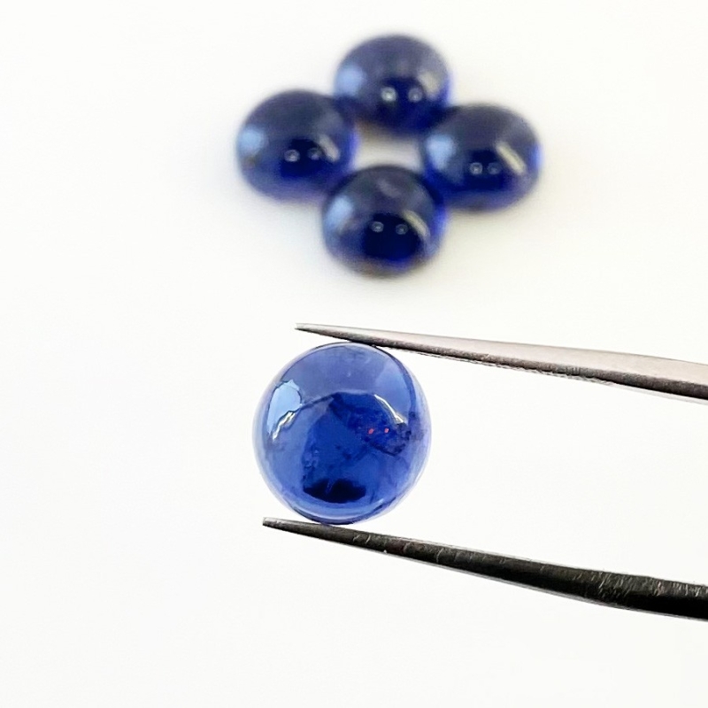 15.90 Carat Iolite 9mm Smooth Round Shape A Grade Cabochons Parcel - Total 5 Pcs.