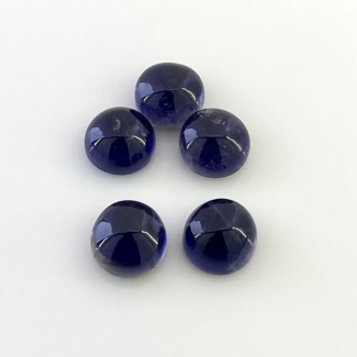 15.90 Carat Iolite 9mm Smooth Round Shape A Grade Cabochons Parcel - Total 5 Pcs.