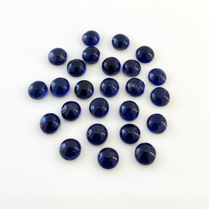 33.75 Carat Iolite 7mm Smooth Round Shape A Grade Cabochons Parcel - Total 25 Pcs.