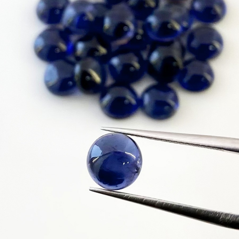 33.75 Carat Iolite 7mm Smooth Round Shape A Grade Cabochons Parcel - Total 25 Pcs.
