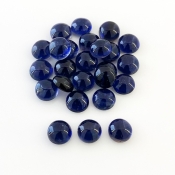 33.75 Carat Iolite 7mm Smooth Round Shape A Grade Cabochons Parcel - Total 25 Pcs.