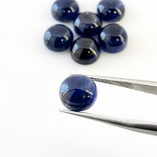 22.60 Carat Iolite 9mm Smooth Round Shape A Grade Cabochons Parcel - Total 7 Pcs.