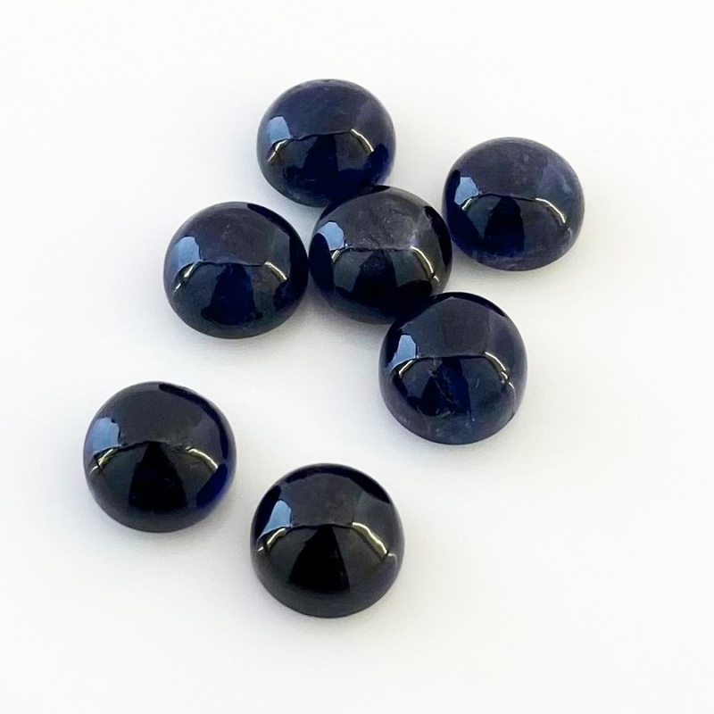 22.60 Carat Iolite 9mm Smooth Round Shape A Grade Cabochons Parcel - Total 7 Pcs.