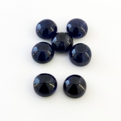 22.60 Carat Iolite 9mm Smooth Round Shape A Grade Cabochons Parcel - Total 7 Pcs.
