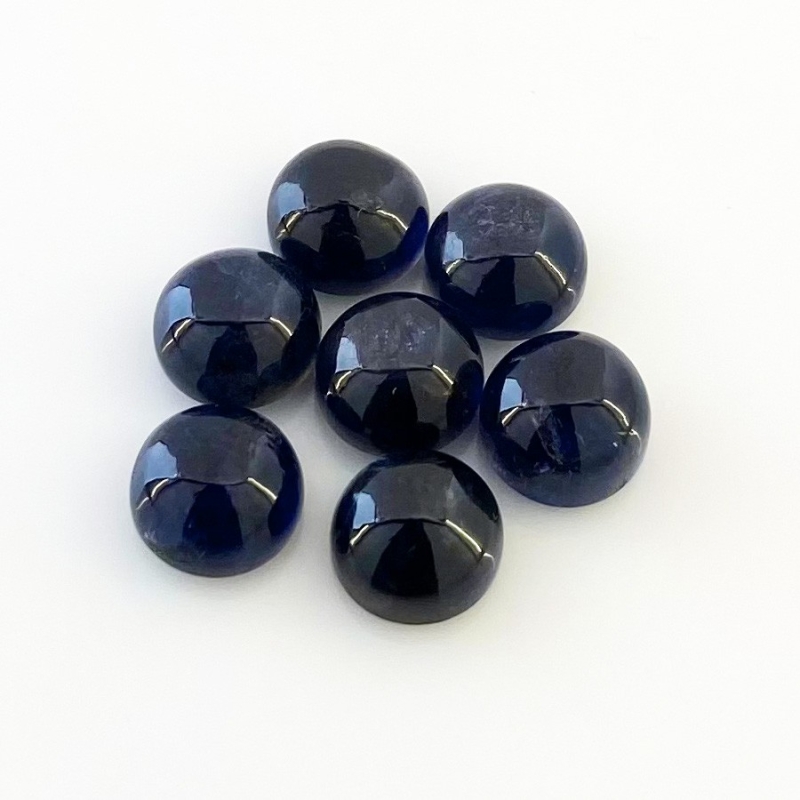 22.60 Carat Iolite 9mm Smooth Round Shape A Grade Cabochons Parcel - Total 7 Pcs.