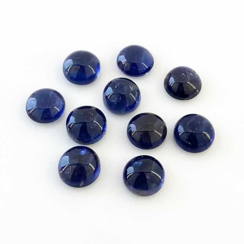 26.50 Carat Iolite 9mm Smooth Round Shape A Grade Cabochons Parcel - Total 10 Pcs.