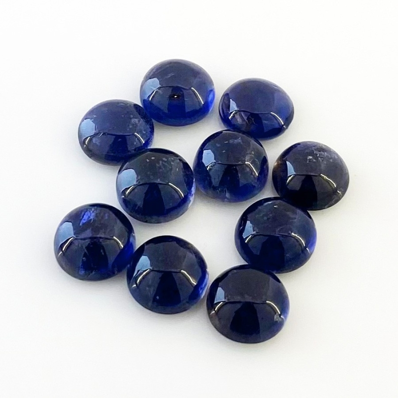 26.50 Carat Iolite 9mm Smooth Round Shape A Grade Cabochons Parcel - Total 10 Pcs.