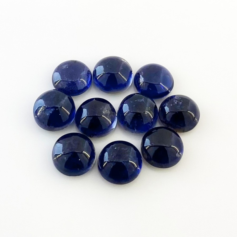 26.50 Carat Iolite 9mm Smooth Round Shape A Grade Cabochons Parcel - Total 10 Pcs.