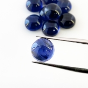 24 Carat Iolite 9mm Smooth Round Shape A Grade Cabochons Parcel - Total 9 Pcs.