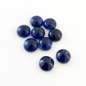 24 Carat Iolite 9mm Smooth Round Shape A Grade Cabochons Parcel - Total 9 Pcs.