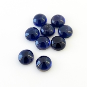 24 Carat Iolite 9mm Smooth Round Shape A Grade Cabochons Parcel - Total 9 Pcs.