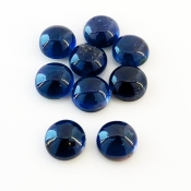 24 Carat Iolite 9mm Smooth Round Shape A Grade Cabochons Parcel - Total 9 Pcs.
