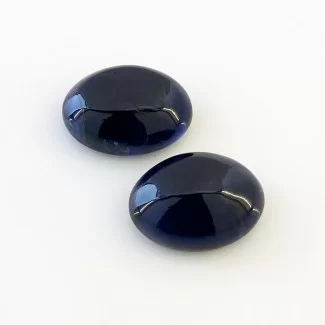 23.95 Carat Iolite 18x13mm Smooth Oval Shape A Grade Matched Cabochons Pair - Total 2 Pcs.