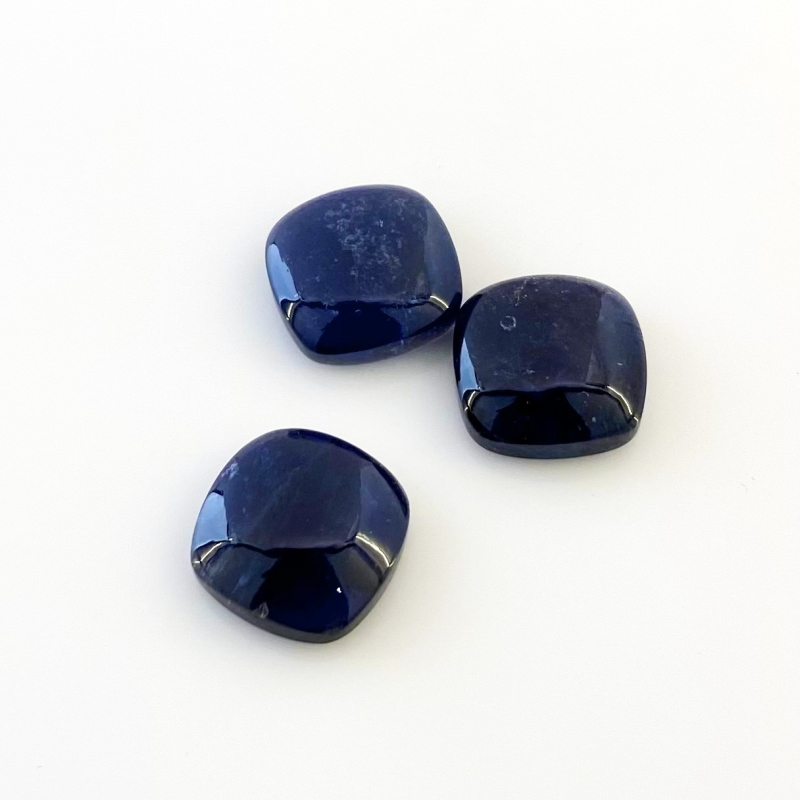 28 Cts. Iolite 14mm Smooth Square Cushion Shape A Grade Cabochons Parcel - Total 3 Pcs.