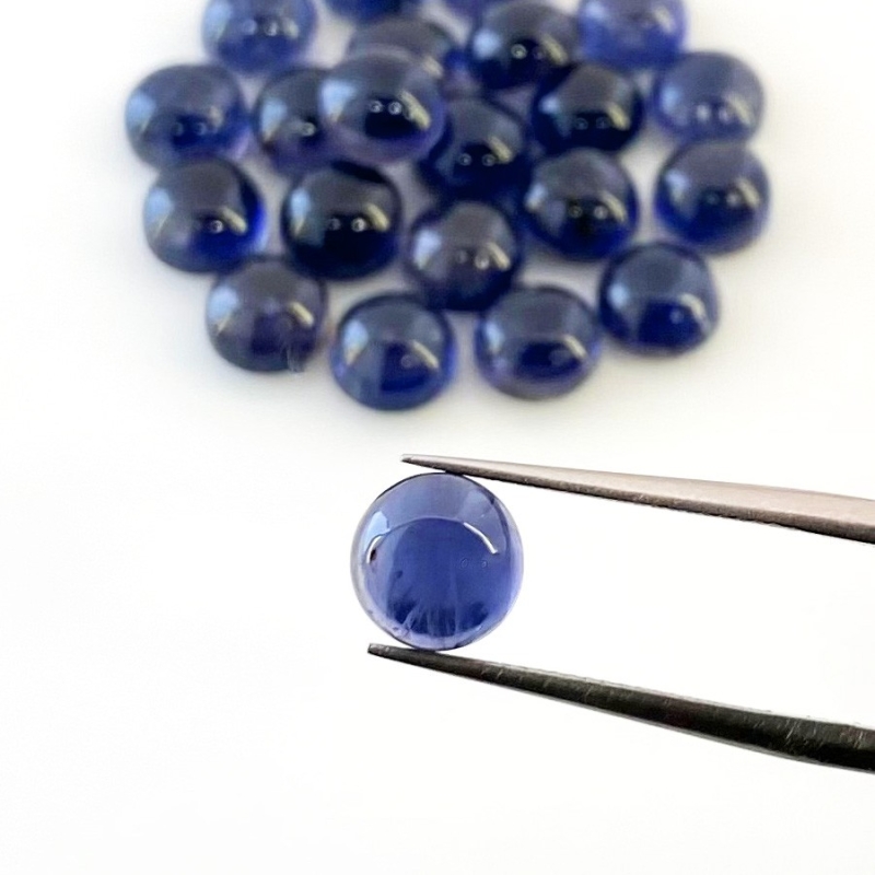 33.85 Carat Iolite 7mm Smooth Round Shape A Grade Cabochons Parcel - Total 22 Pcs.