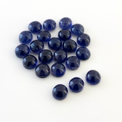 33.85 Carat Iolite 7mm Smooth Round Shape A Grade Cabochons Parcel - Total 22 Pcs.