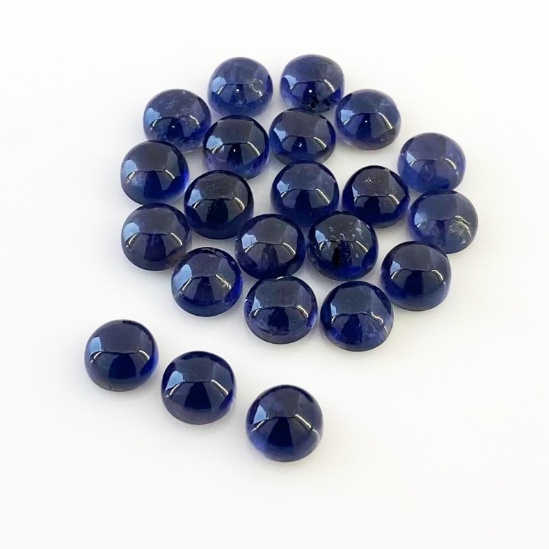 33.85 Carat Iolite 7mm Smooth Round Shape A Grade Cabochons Parcel - Total 22 Pcs.
