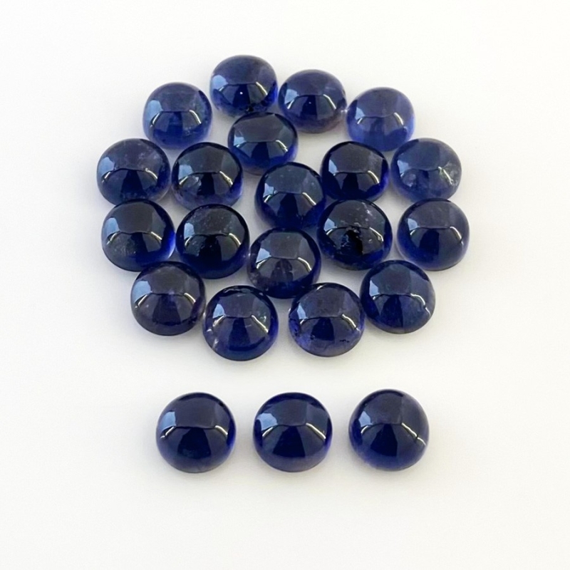 33.85 Carat Iolite 7mm Smooth Round Shape A Grade Cabochons Parcel - Total 22 Pcs.