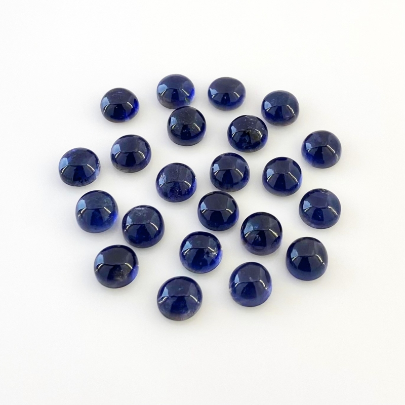 33.85 Carat Iolite 7mm Smooth Round Shape A Grade Cabochons Parcel - Total 22 Pcs.