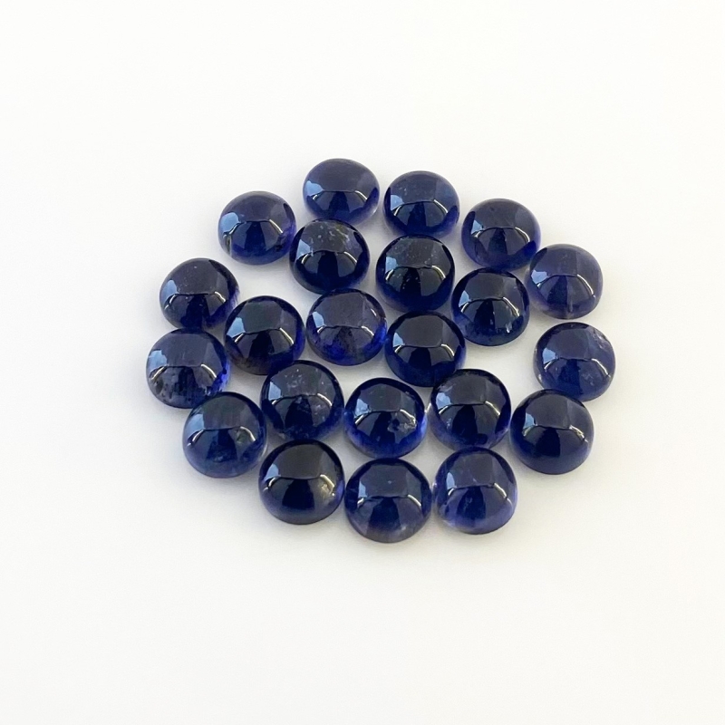 33.85 Carat Iolite 7mm Smooth Round Shape A Grade Cabochons Parcel - Total 22 Pcs.
