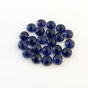 33.85 Carat Iolite 7mm Smooth Round Shape A Grade Cabochons Parcel - Total 22 Pcs.