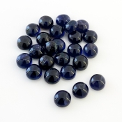 37.20 Carat Iolite 7mm Smooth Round Shape A Grade Cabochons Parcel - Total 25 Pcs.