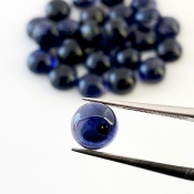 37.20 Carat Iolite 7mm Smooth Round Shape A Grade Cabochons Parcel - Total 25 Pcs.
