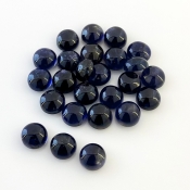 37.20 Carat Iolite 7mm Smooth Round Shape A Grade Cabochons Parcel - Total 25 Pcs.